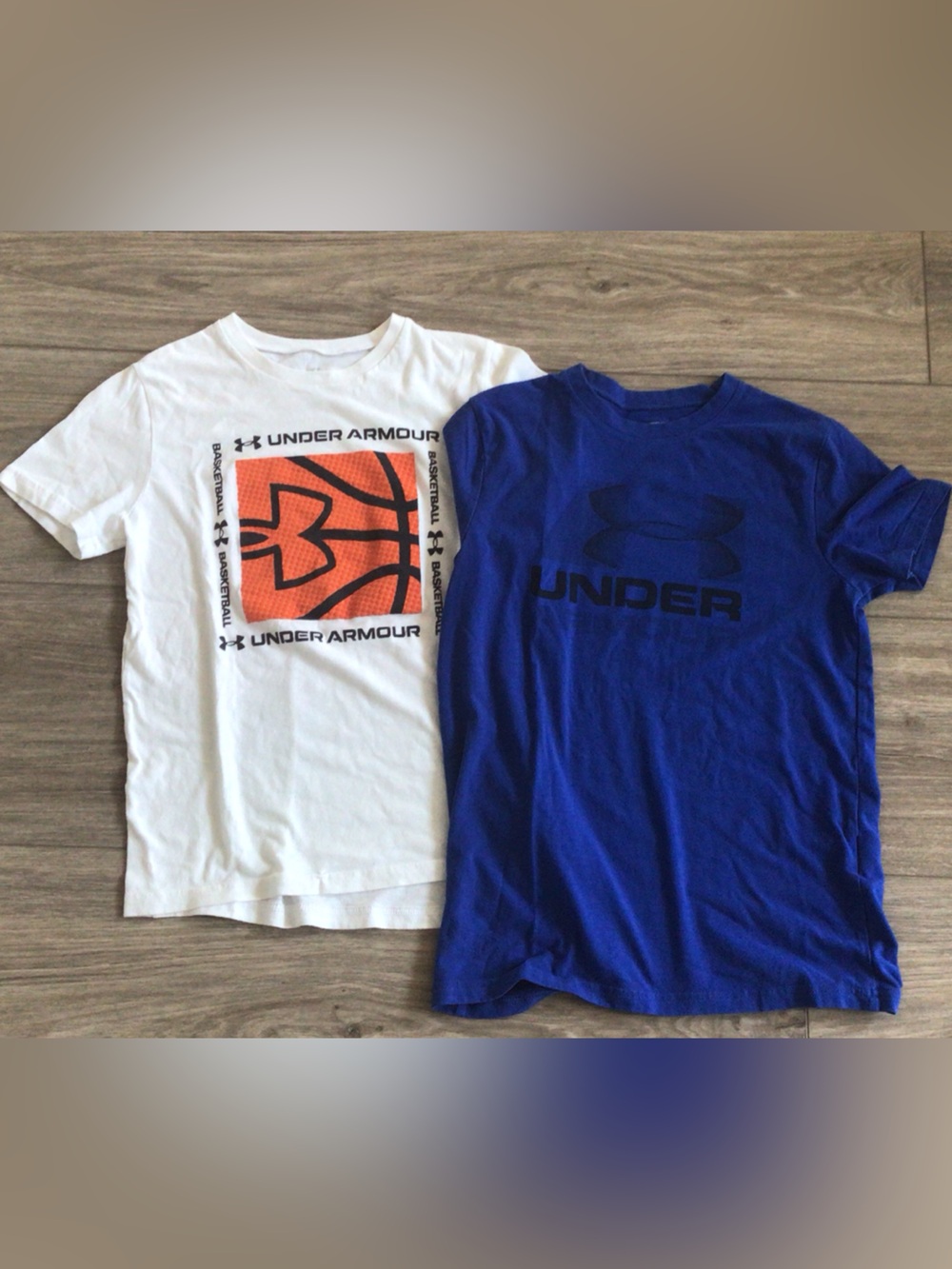 Under Armour Kids' White Basketball Graphic Tee & Blue Logo Tee - 2-Pack